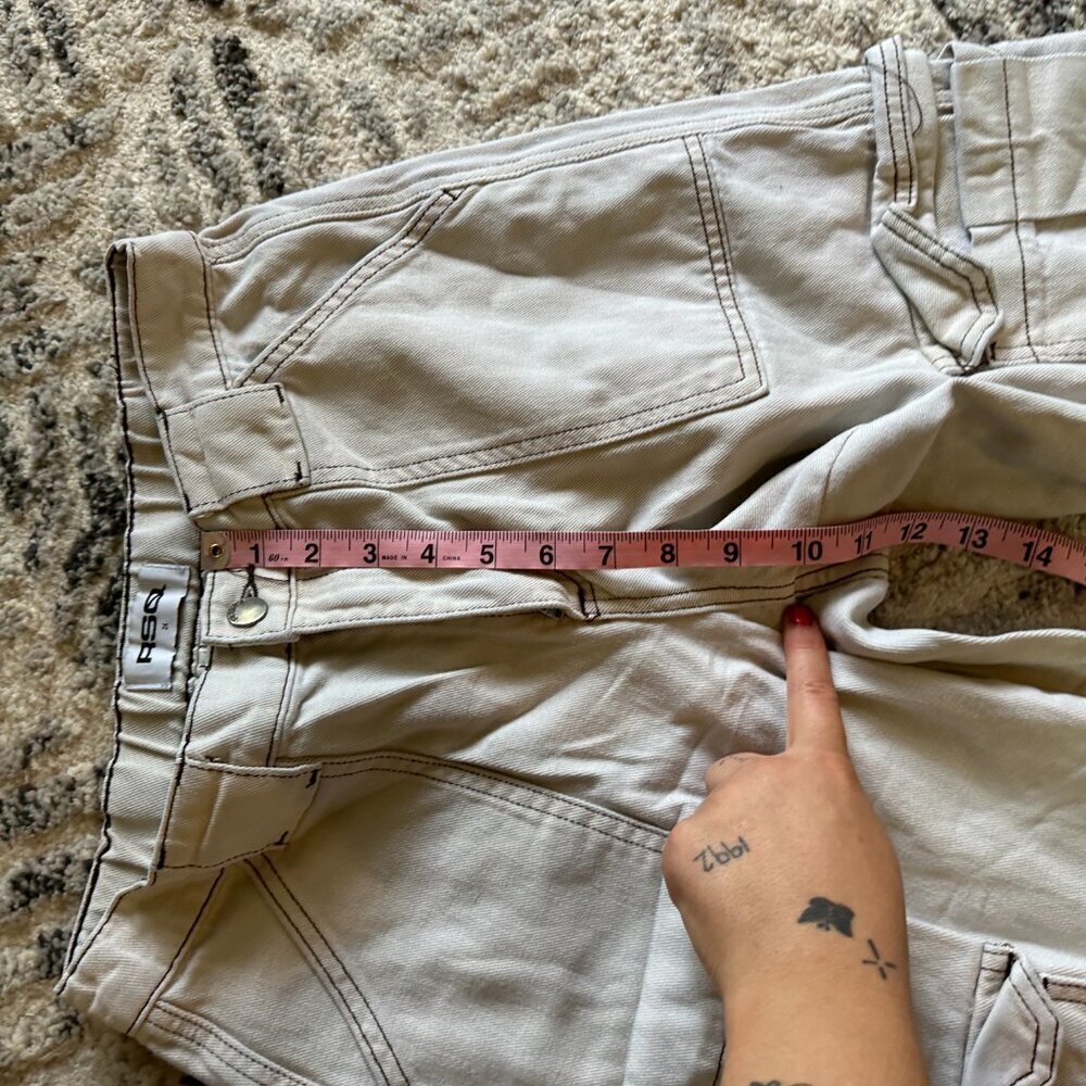 RSQ Women's Size 24 Off White Baggy Cargo pants High Rise Wide Leg - Picture 7 of 10